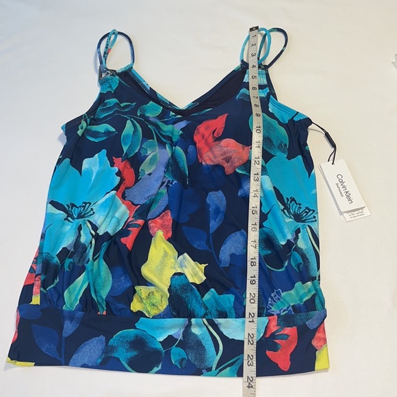 Calvin Klein Solid Blouson Tankini Navy Multi Sz S - Picture 7 of 12